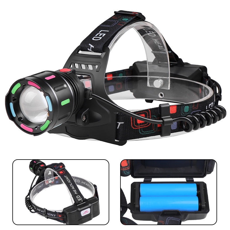 Fourth Gear With 2*18650 Batteries Rechargeable White Laser Headlamp - Long-Range Zoomable Headlight for Night Fishing and Hiking