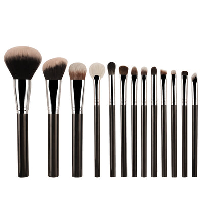 Black 13-Piece Makeup Brush Set - Professional Eyeshadow, Concealer, Powder & Blush Brushes with Soft Fiber Bristles