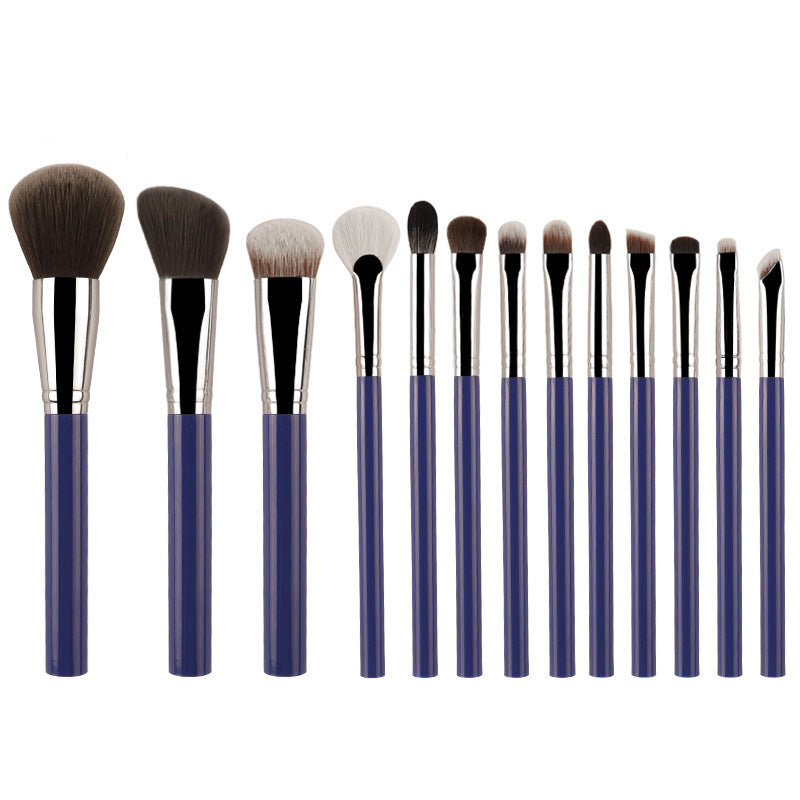 Blue 13-Piece Makeup Brush Set - Professional Eyeshadow, Concealer, Powder & Blush Brushes with Soft Fiber Bristles