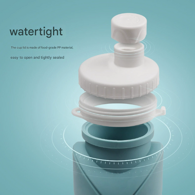 Dark-blue Portable Silicone Collapsible Water Bottle - Foldable Sports Cup for Cycling and Outdoor Fitness