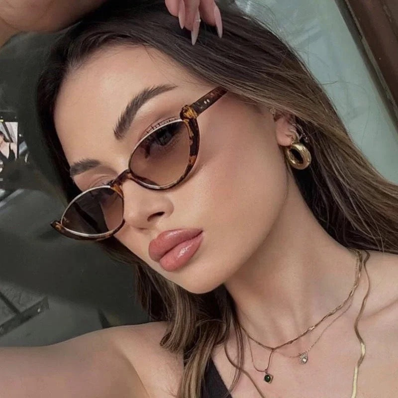 Milk Tea Leaves 2PCS Fashionable Cat-Eye Sunglasses for Women - Retro INS Style UV Protection Shades