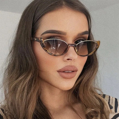White Frame With Gray Flakes 2PCS Fashionable Cat-Eye Sunglasses for Women - Retro INS Style UV Protection Shades