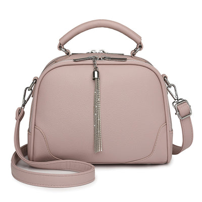 Purple Chic Mini Round Crossbody Bag for Women - Elegant Handbag with Tassel Accent