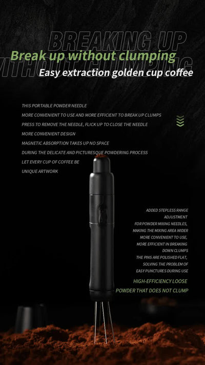 Black Telescopic Magnetic Stainless Steel Coffee Tamper Needle - Espresso Powder Distributor