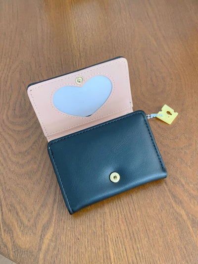 Black 2PCS Women's Compact Short Wallet - Premium Multi-Function Mini Coin Purse with Card Slots & Zip Closure