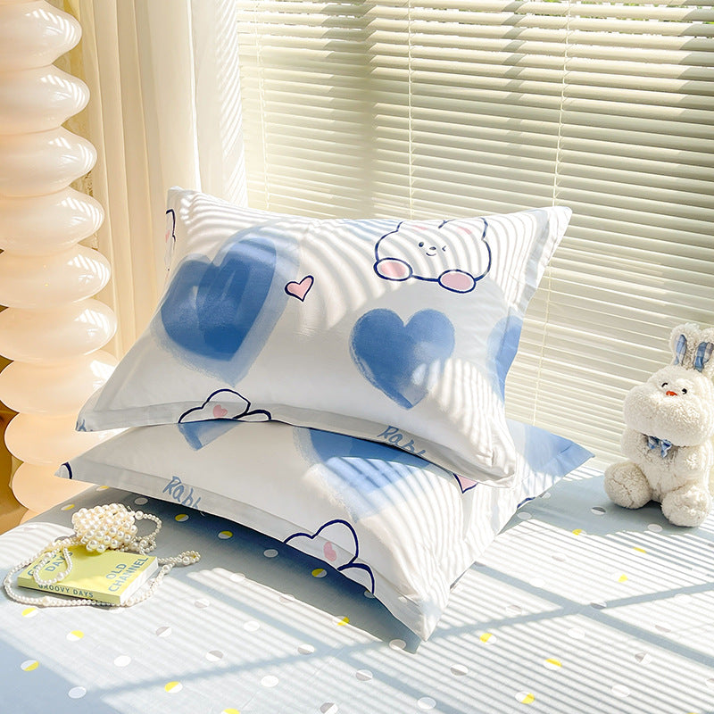 Blue Heart 100% Cotton Pillowcase Set (Pack of 2) - Breathable Standard Size 48x74cm Pure Cotton Pillow Covers