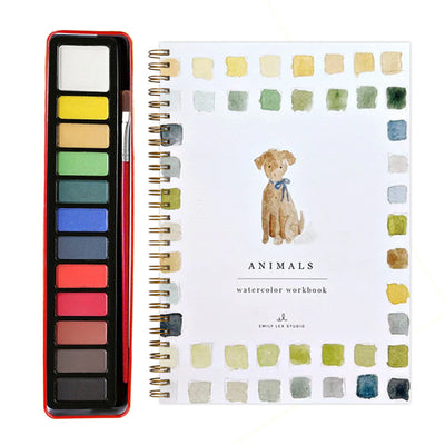 Animals 2-Pack Watercolor Painting Set - Premium Bird-Themed Coloring Books with Watercolor Paints (22.86x16.51cm) - Artist-Grade Workbook Kit