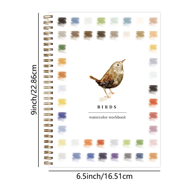 Animals 2-Pack Watercolor Painting Set - Premium Bird-Themed Coloring Books with Watercolor Paints (22.86x16.51cm) - Artist-Grade Workbook Kit
