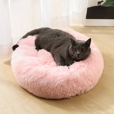 Navy Blue 50cm Cozy Round Pet Bed - Plush Cat & Dog Bed with Non-Slip Base, Machine Washable