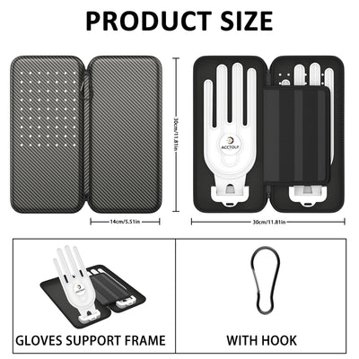 Grey Golf Glove Bag with Dual Glove Support Frame & Hook - Convenient Storage for Tees, Ball Markers and Golf Accessories