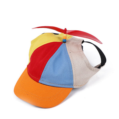 L Orange Pet Baseball Cap with Spinning Propeller - Colorful Fun Design - See Details for Sizing