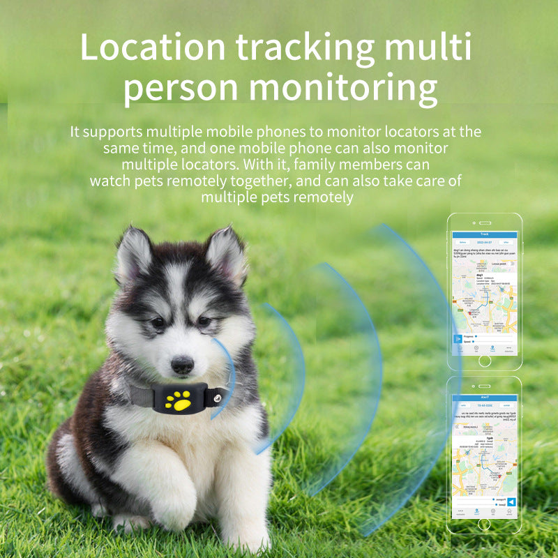 Black Real-Time Pet GPS Tracker Locator - Magnetic Charging, Multi-Mode Positioning for Dogs & Cats