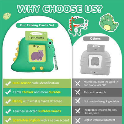 Blue Panda [Plain English] [112 Cards 224 Contents] Bilingual Early Learning Flash Card Reader - Interactive Audio Toy for Toddlers