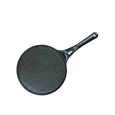 Black Steak + Black Handle (Gas Model) Non-Stick Pancake Pan - 7-Hole Fun Shapes Breakfast Griddle (27cm)