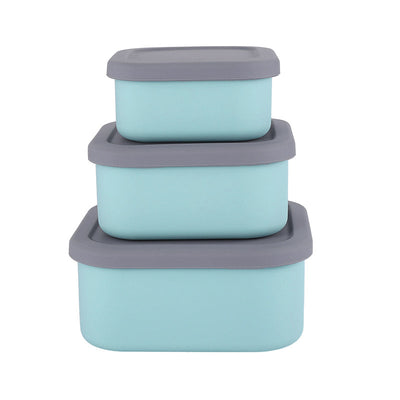 Blue 3-Piece Stackable Silicone Food Storage Container Set - Microwave Safe Lunch Boxes (300/700/1300ml)