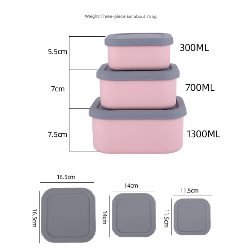Blue 3-Piece Stackable Silicone Food Storage Container Set - Microwave Safe Lunch Boxes (300/700/1300ml)