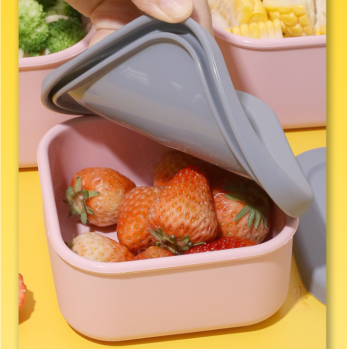 Blue 3-Piece Stackable Silicone Food Storage Container Set - Microwave Safe Lunch Boxes (300/700/1300ml)