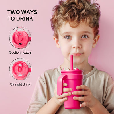 Purple 14oz Insulated Tumbler with Handle & Straw - 304 Stainless Steel Car Cup (Contrast Color)