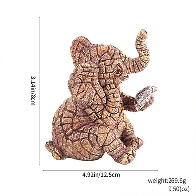 2 PCS Textured Resin Elephant Figurine - Decorative Stone-Look Statue for Home & Garden Decor