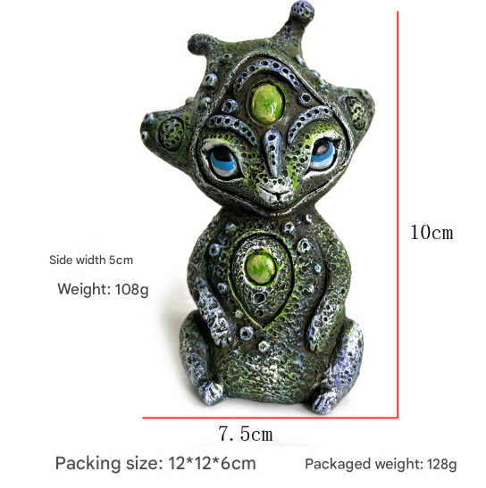 3PCS Three Eyes Fantasy Three-Eyed Alien Figurine Set - 3 Piece Resin Sculptures for Home & Garden Decor