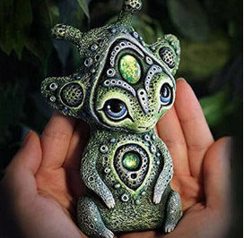 3PCS Four Eyes Fantasy Three-Eyed Alien Figurine Set - 3 Piece Resin Sculptures for Home & Garden Decor