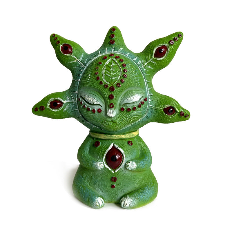 3PCS Five Eyes Fantasy Three-Eyed Alien Figurine Set - 3 Piece Resin Sculptures for Home & Garden Decor