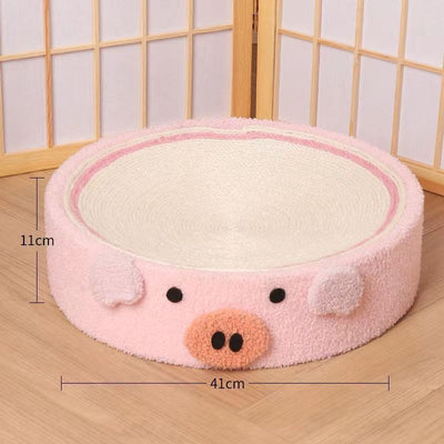 Cute Pink Fabric Pig Cat Scratching Post and Lounger - 41cm Cat Scratch Proof Basin