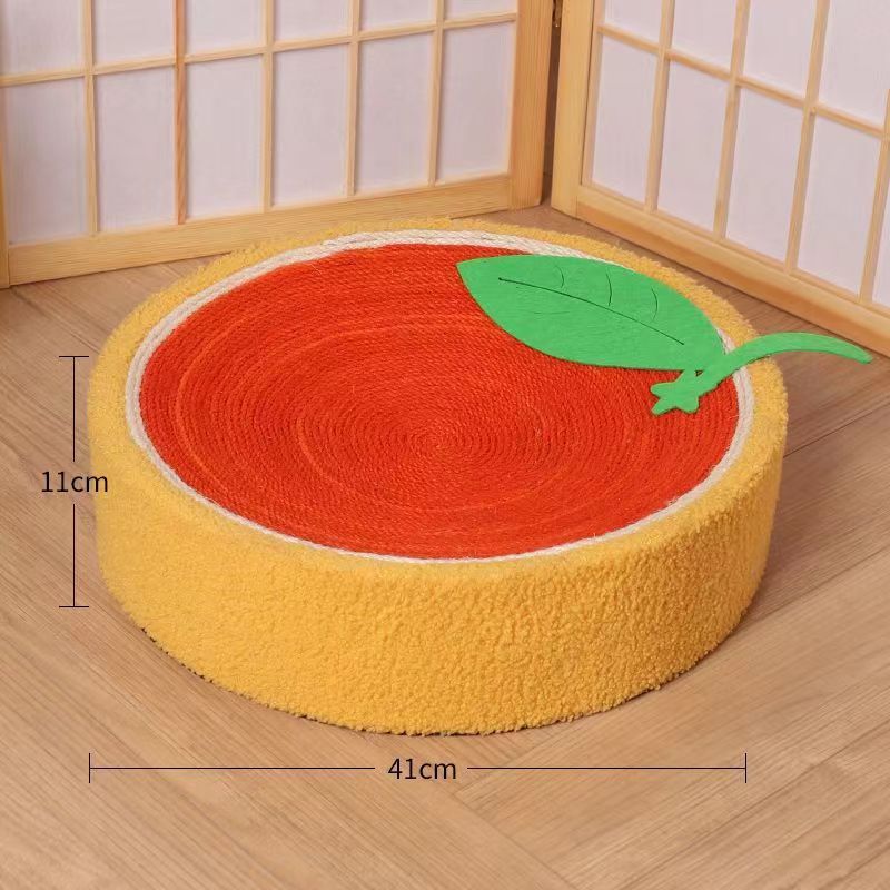 Adorable Cloth wrapped orange Cat Scratching Post and Lounger - 41cm Cat Claw Proof Basin
