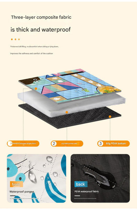 Waterproof Foldable Picnic Blanket with King of the Forest Print - 200x200cm