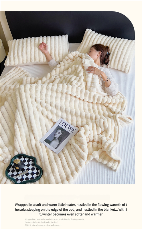 Pink plush tufted blanket - double-sided for warmth and skin-friendly comfort( 100*150cm)