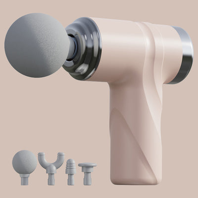 Pink Mini Portable Massage Gun - Deep Tissue 6mm Relief with 4 Massage Heads and Bass Noise Cancellation
