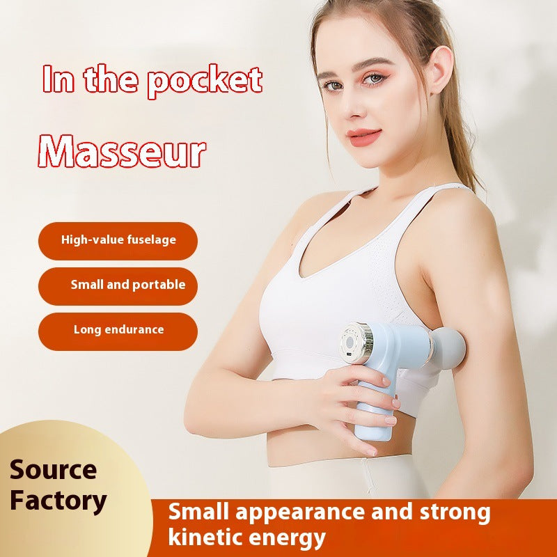 Light Green Mini Portable Massage Gun - Deep Tissue 6mm Relief with 4 Massage Heads and Bass Noise Cancellation