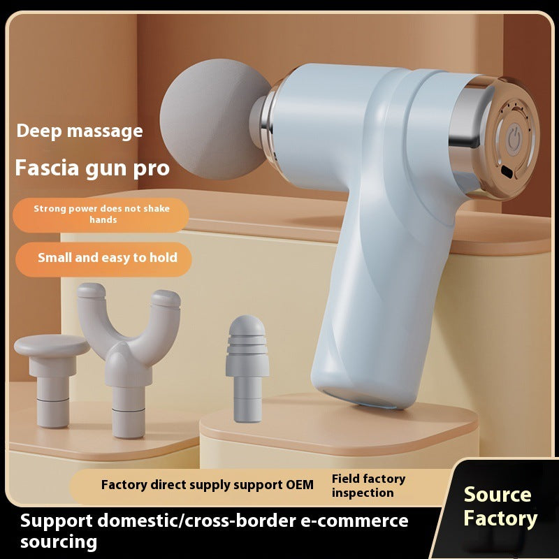 Light Green Mini Portable Massage Gun - Deep Tissue 6mm Relief with 4 Massage Heads and Bass Noise Cancellation
