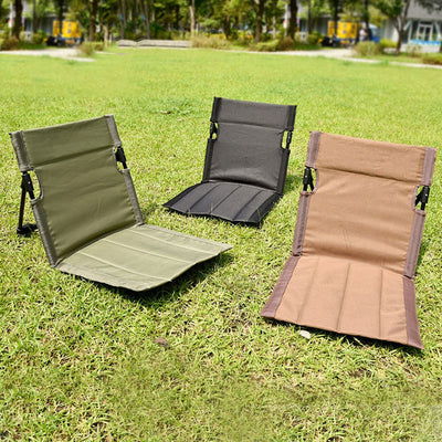 Portable Folding Beach Chair - Reclining Outdoor Seat 68x39.5x40.5cm with Carry Bag in brown