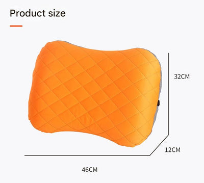 Inflatable Camping Pillow - Lightweight 46x32x12cm Travel Pillow 180g in Orange