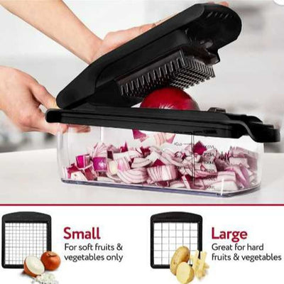 18-Piece Multi-Function Vegetable Chopper, Rotary Grater, Spiralizer and Slicer for Home Kitchen (All Black)