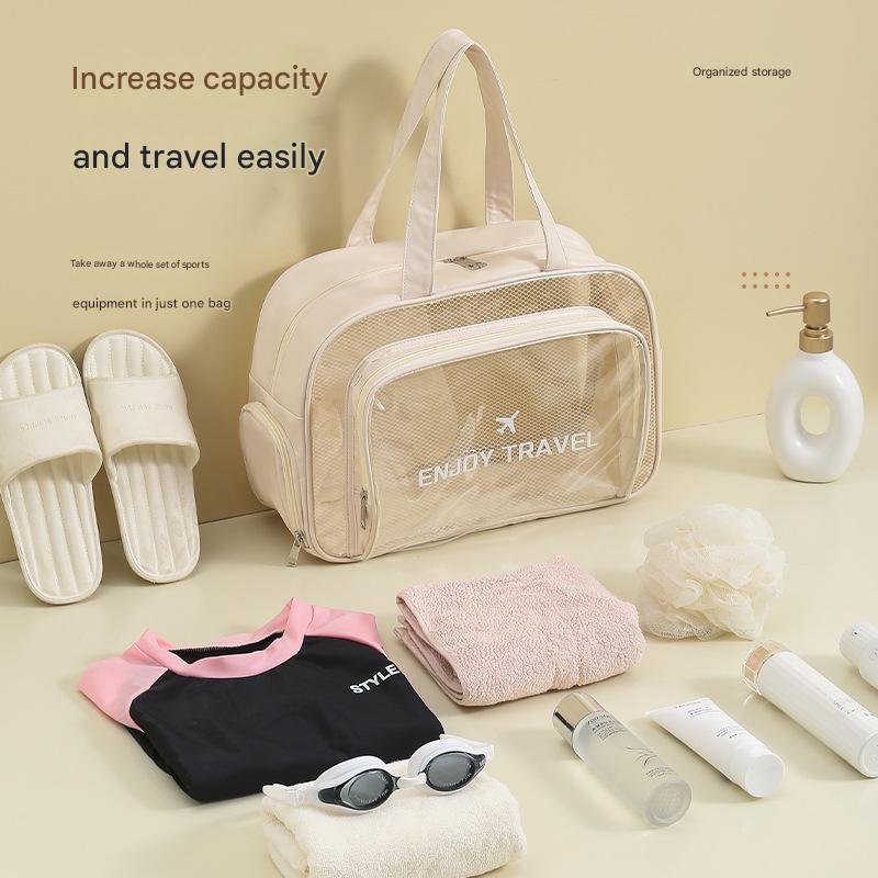 Waterproof beach bag with wet and dry separation, gym and swim storage bag, toiletries and cosmetic bag for swimsuits and goggles (Pink has shoe compartment)