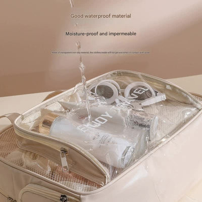 Waterproof beach bag with wet and dry separation, gym and swim storage bag, toiletries and cosmetic bag for swimsuits and goggles (Gray has no shoe compartment)