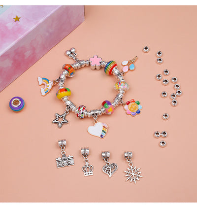 Unicorn DIY Beaded Bracelet Kit for Kids - Pink Crystal Beads and Charms Jewelry Set with Gift Box