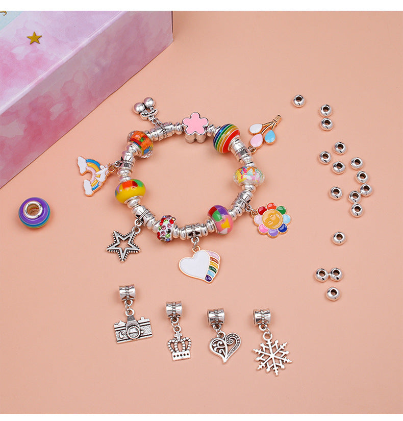 Unicorn DIY Beaded Bracelet Kit for Kids - Green Crystal Beads and Charms Jewelry Set with Gift Box