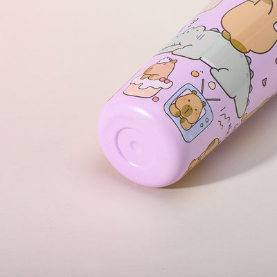 304 Stainless Steel Insulated Tumbler,Cartoon Design Portable Straw Cup for Home and Office(Lotus color)