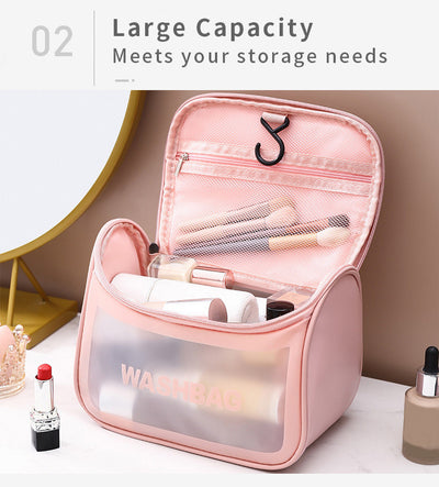 PVC Transparent Cosmetic Bag,Waterproof Portable Travel Organizer with Handle(Yellow)