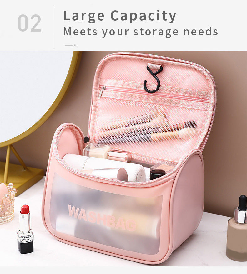 PVC Transparent Cosmetic Bag,Waterproof Portable Travel Organizer with Handle(Yellow)