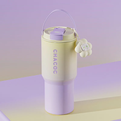 304 Stainless Steel Insulated Tumbler,Large Capacity with Handle and Cute Cloud Accessory(Purple)