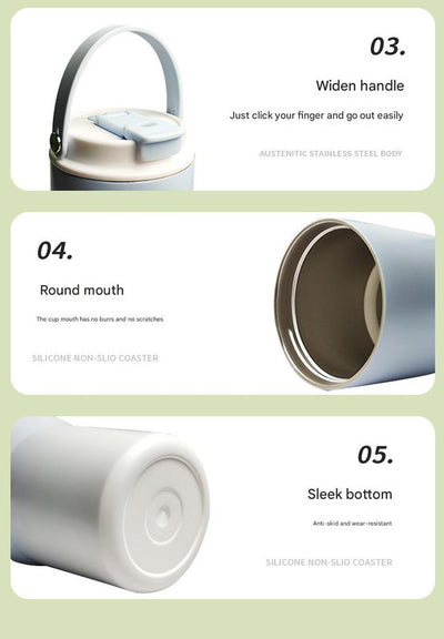 304 Stainless Steel Insulated Tumbler,Large Capacity with Handle and Cute Cloud Accessory(Purple)