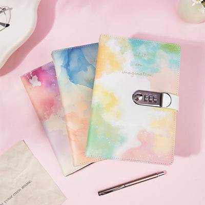 A5 Tie-Dye Journal with Combination Lock - 240 Pages, Soft Touch Cover Diary(Pink Green)