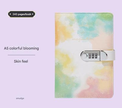 A5 Tie-Dye Journal with Combination Lock - 240 Pages, Soft Touch Cover Diary(Colorful)