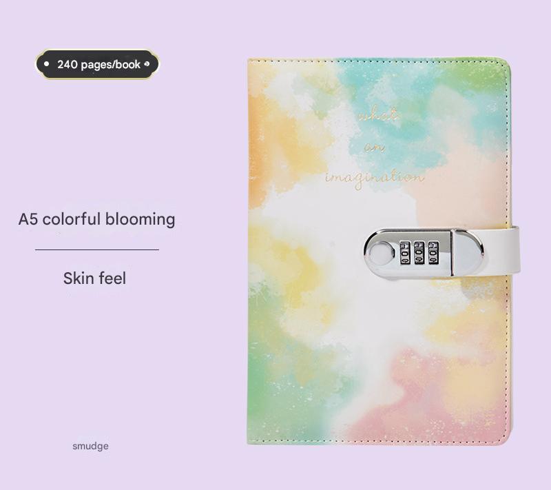 A5 Tie-Dye Journal with Combination Lock - 240 Pages, Soft Touch Cover Diary(Colorful)