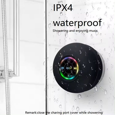 IPX4 Waterproof Bluetooth Shower Speaker with Suction Cup & LED Lights - Hands-Free Calling(red)