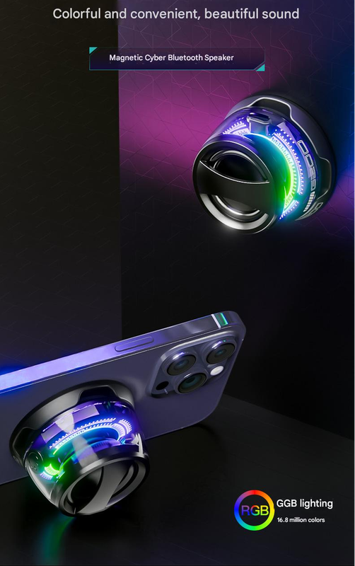 G300 Magnetic Suction Bluetooth Speaker - RGB Lights, 40mm Driver, 6H Playtime(Purple)